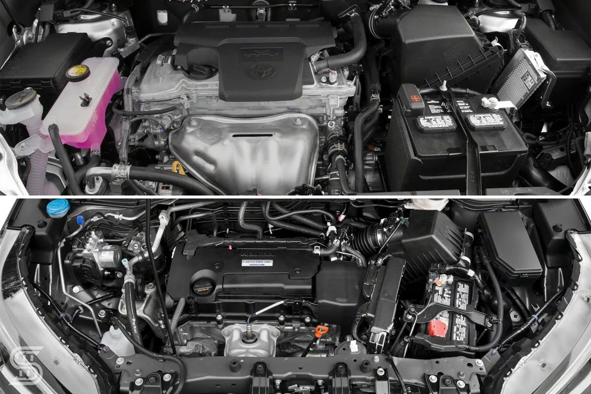 عکس مقایسه موتور دو خودرو هوندا CR-V و تویوتا راو۴